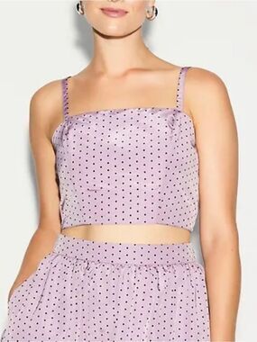 L • The Occasion by Old Navy • Lavender Dots Taffeta Cropped Tank Top